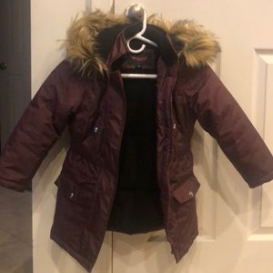Girls winter coat, 6X. Burgundy/wine color.